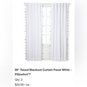 Set of two Target Pillowfort Tassel Drapery, 95” long